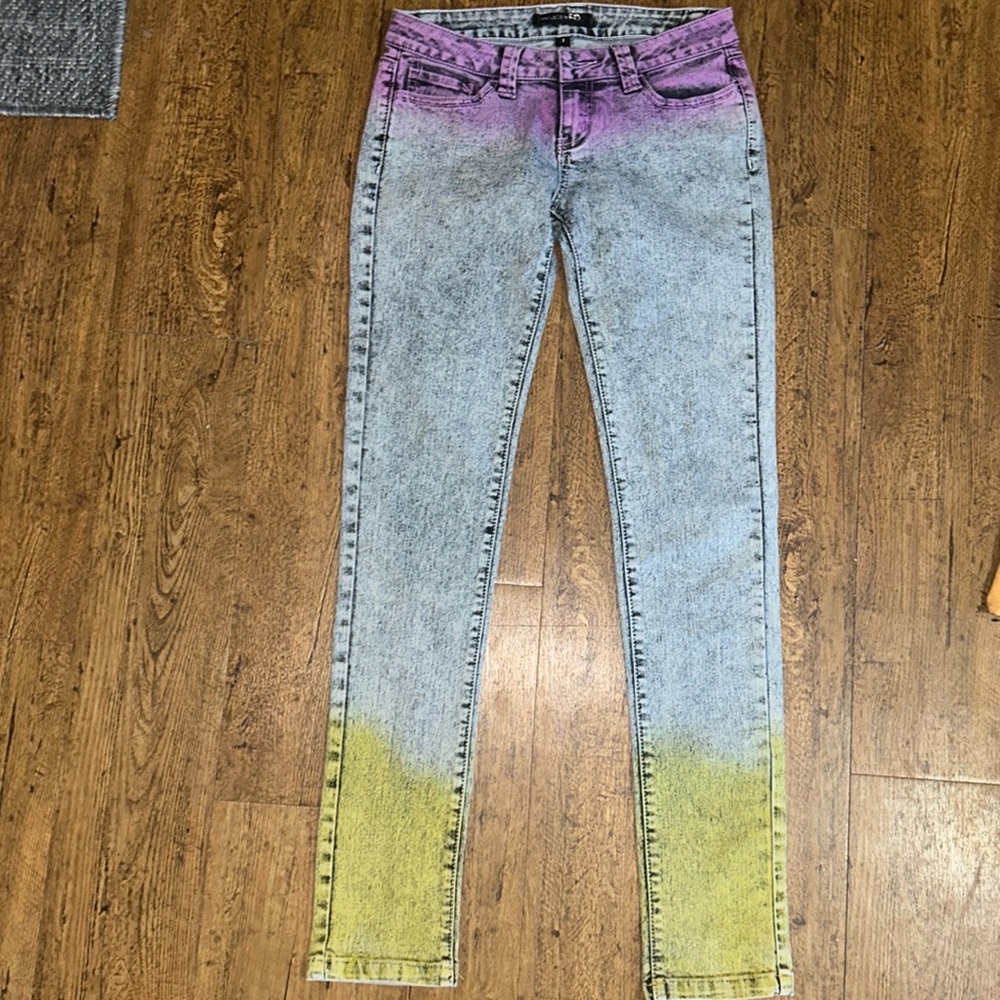 Faded Acid Wash Tri-Colour Jeans